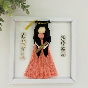 Graduation Doll Wall Art in Pink and Black